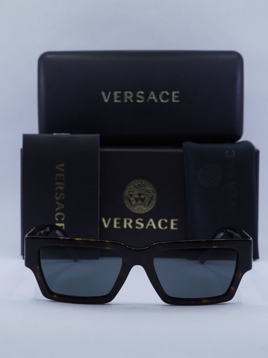 Versace VE4459 108/87 Unisex Rectangle Sunglasses – Havana / Dark Grey main image 9